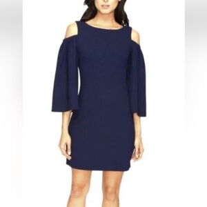 Trina Turk Kaipo Navy/Indigo Blue Cold Shoulder Sheath Dress Size 8. Great shape